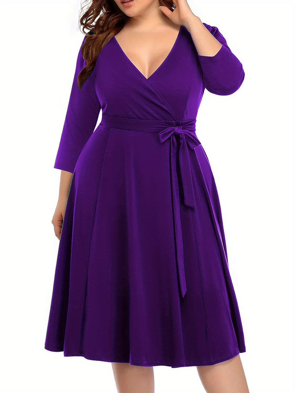 Robe cache-cœur grande taille — Maille drapée et col croisé
