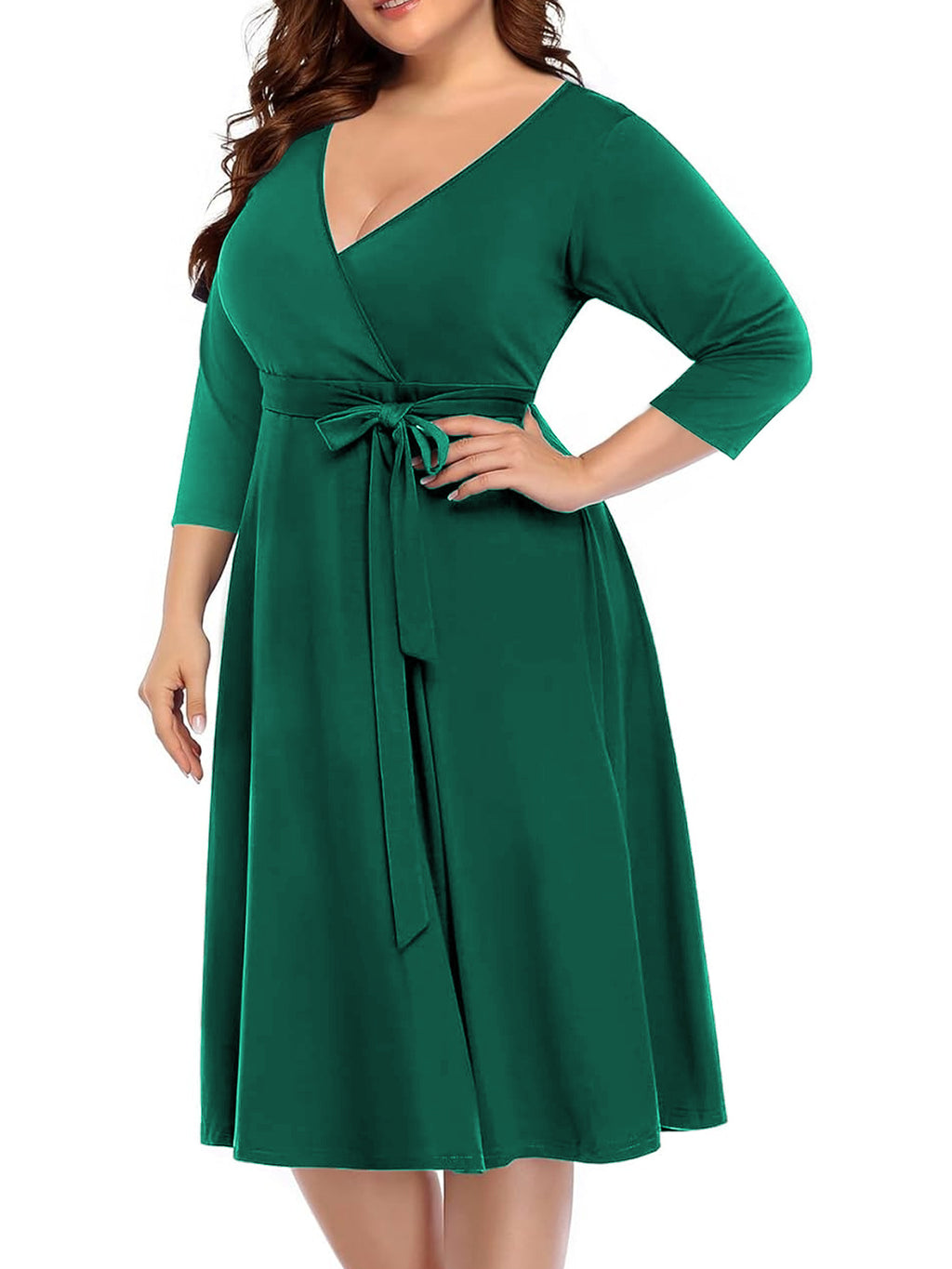 Robe cache-cœur grande taille — Maille drapée et col croisé