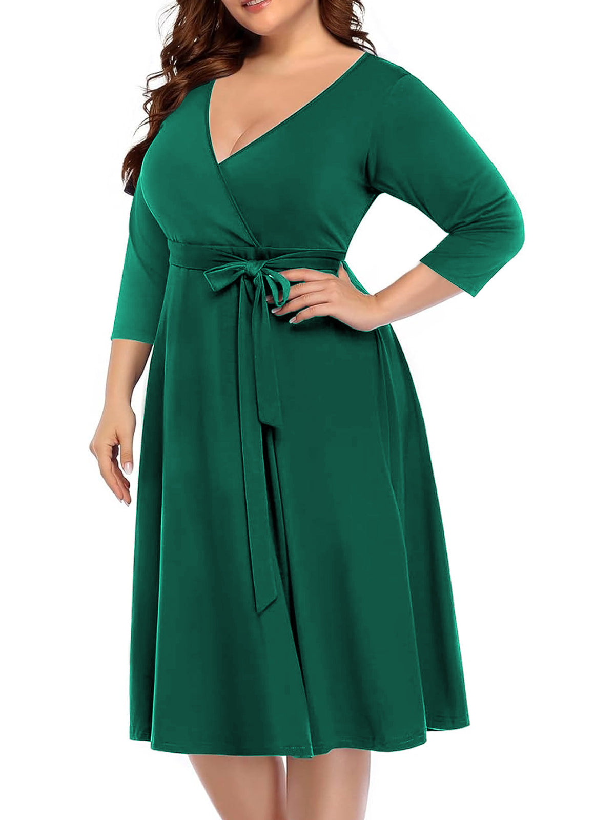 Robe cache-cœur grande taille — Maille drapée et col croisé
