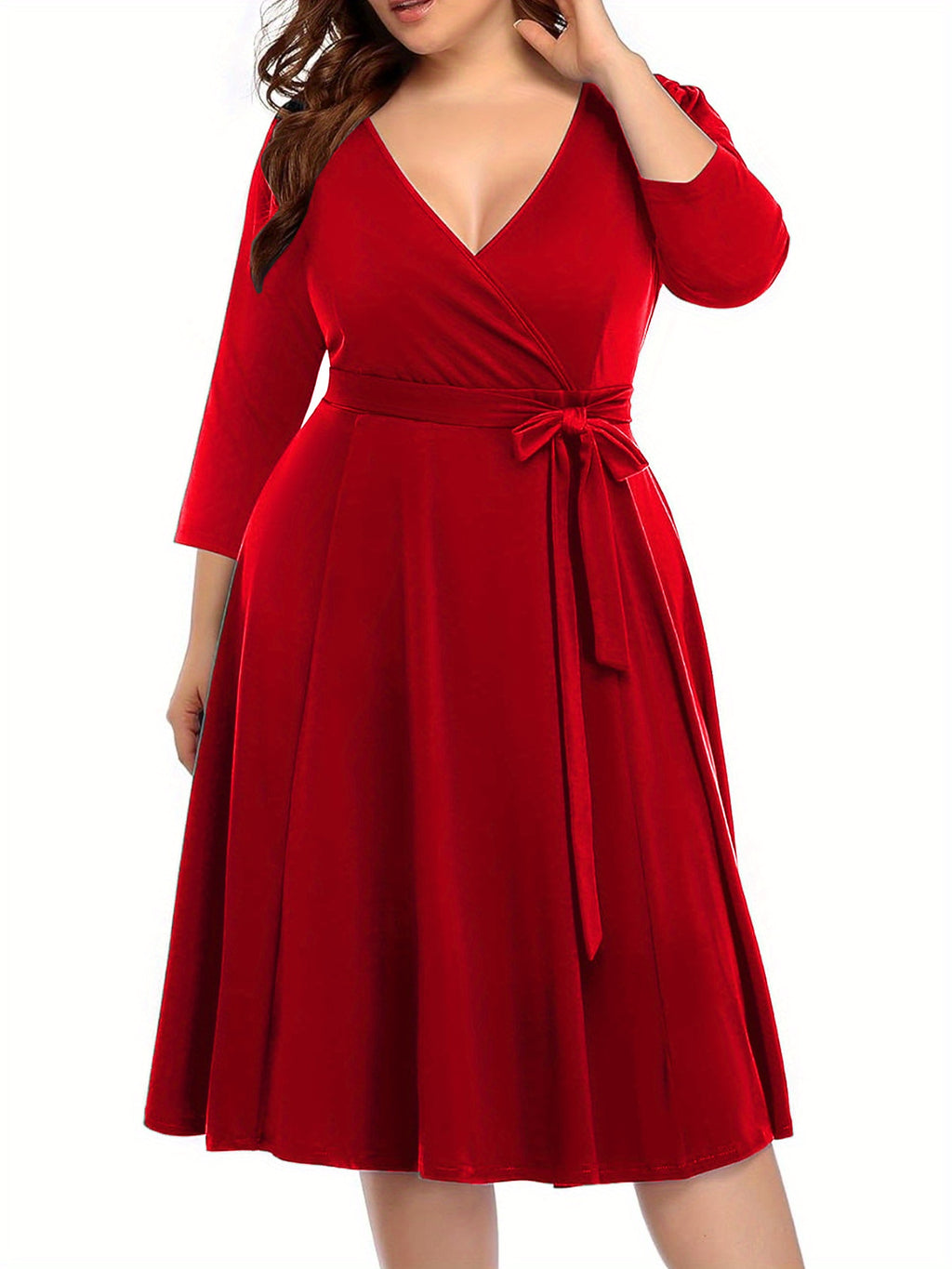 Robe cache-cœur grande taille — Maille drapée et col croisé
