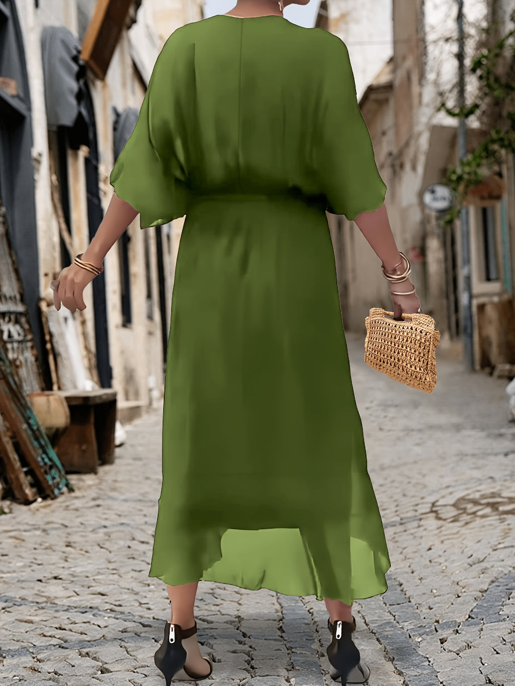 Robe cache-cœur grande taille — Mousseline ourlet mouchoir