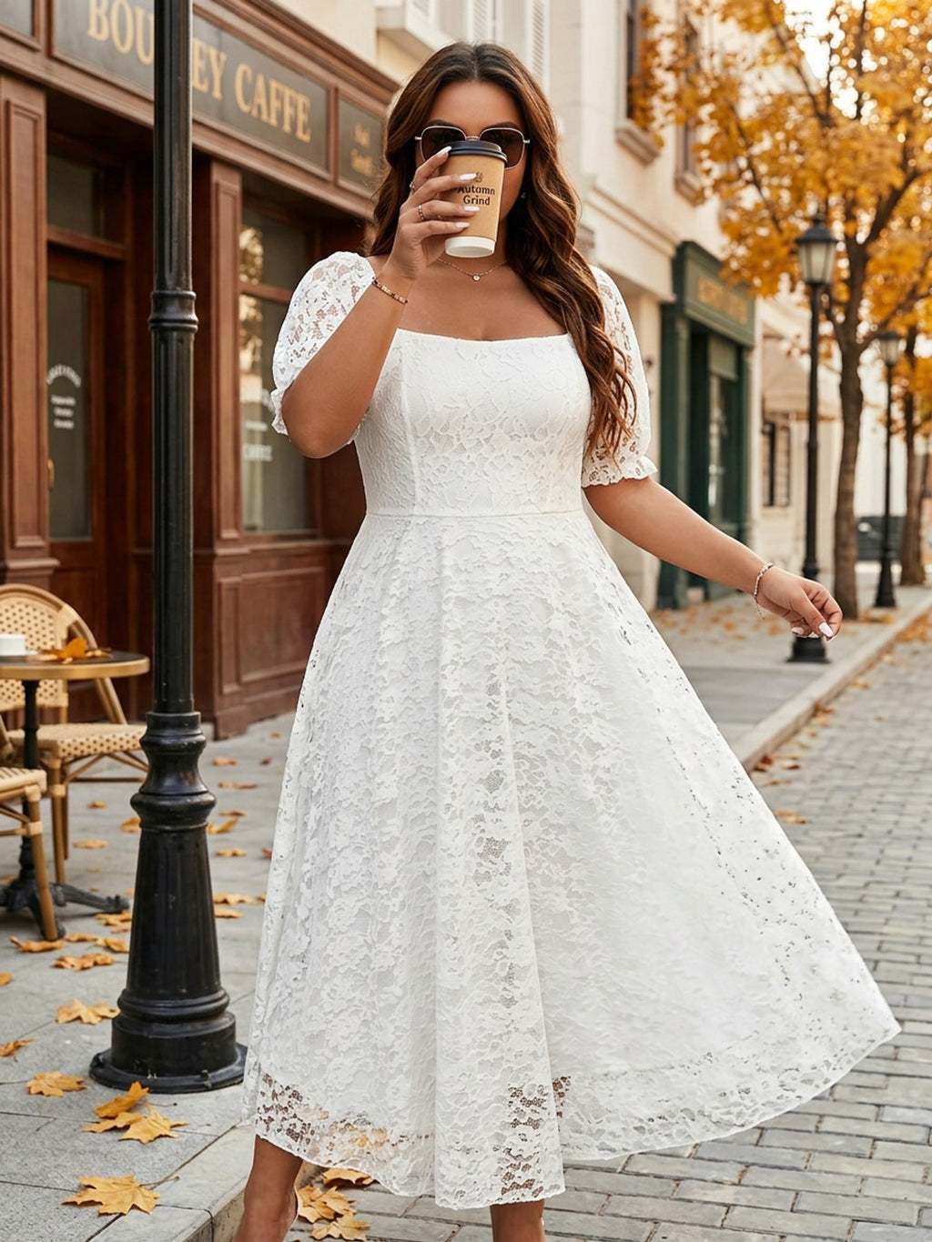 Robe de cérémonie grande taille — Longue en dentelle blanche