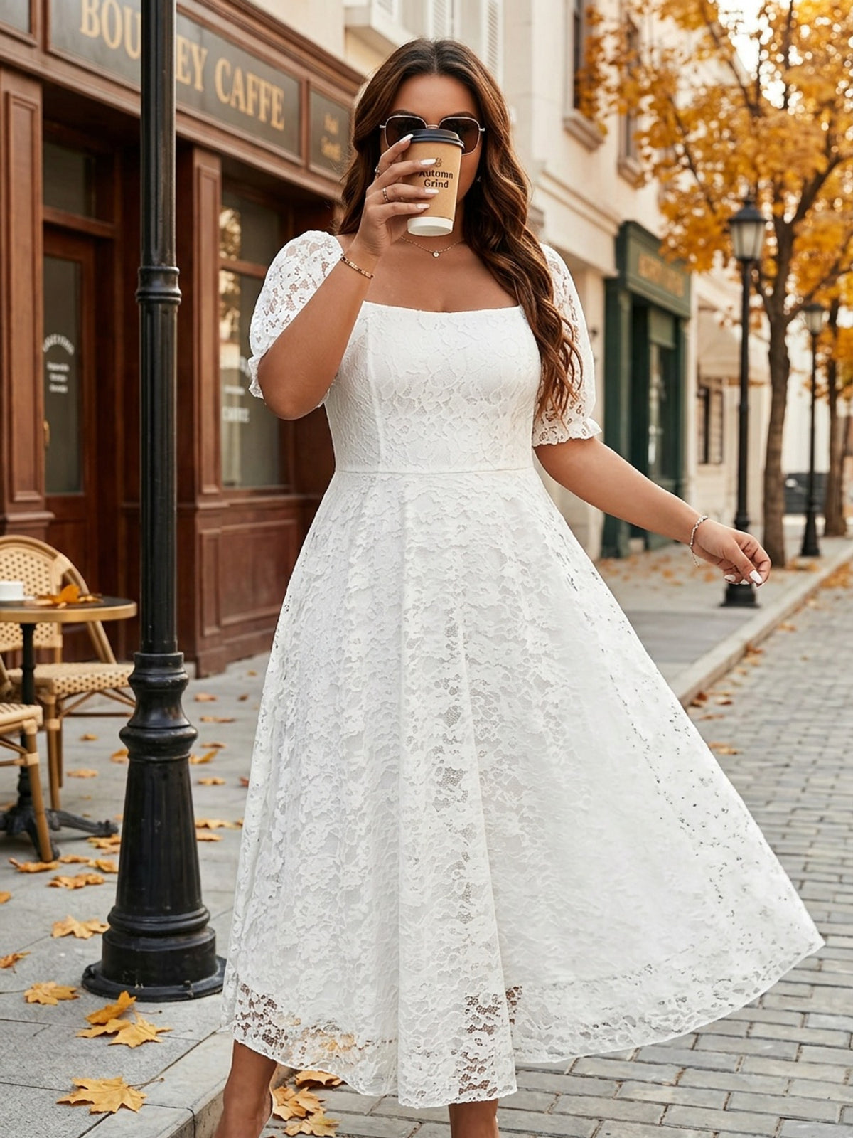Robe de cérémonie grande taille — Longue en dentelle blanche