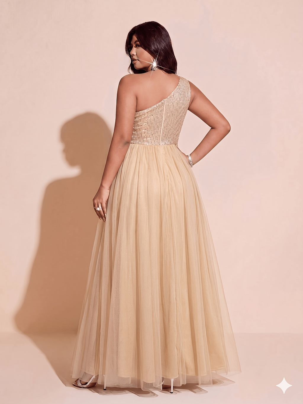 Robe de cérémonie grande taille, champagne