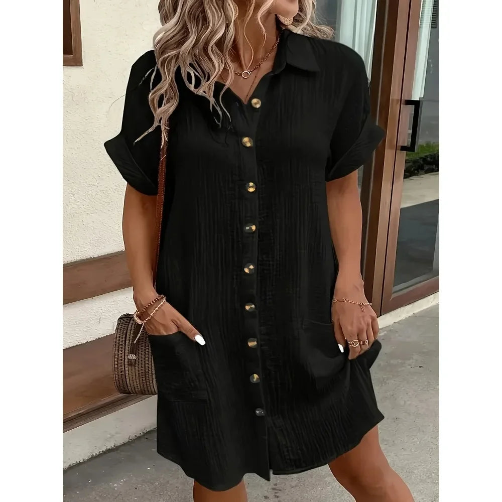 Robe chemise grande taille, noir