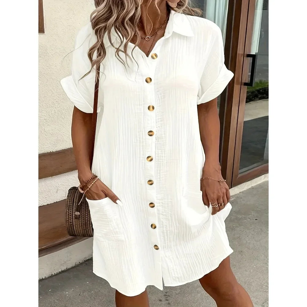 Robe chemise grande taille, blanc