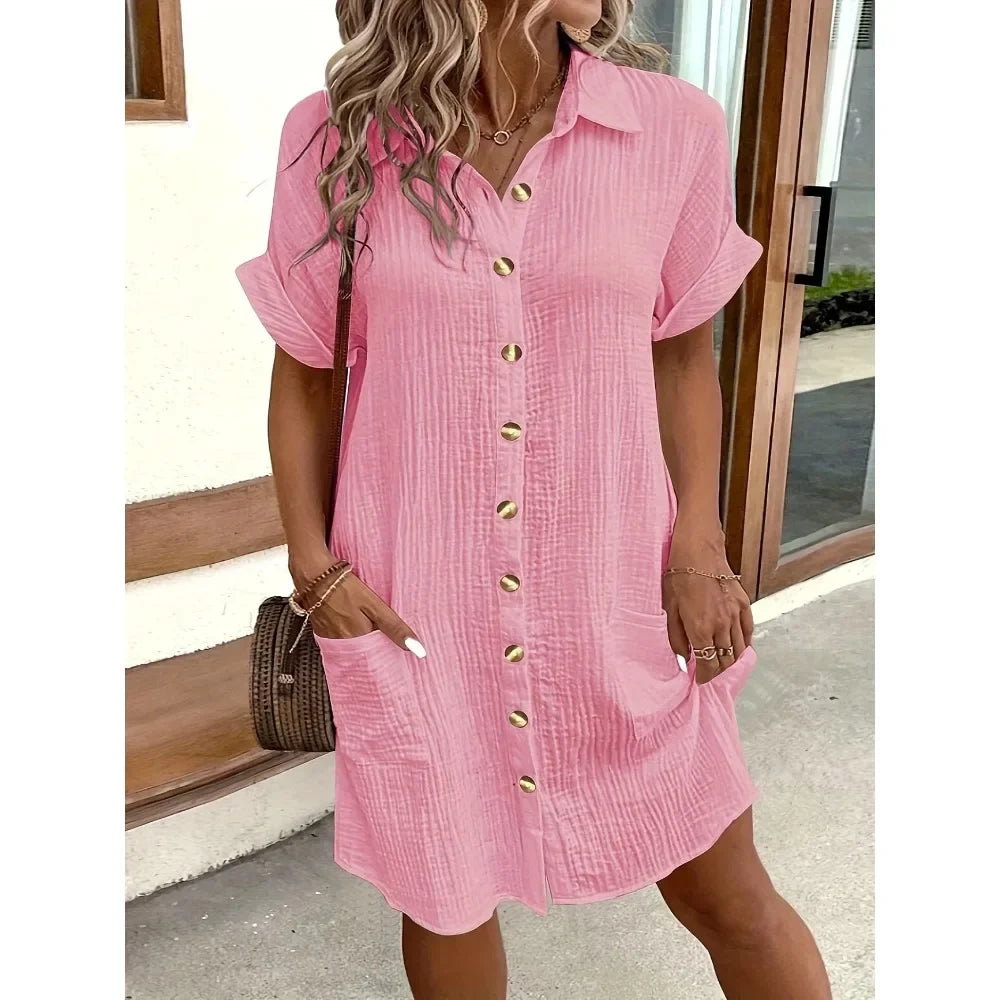 Robe chemise grande taille, rose