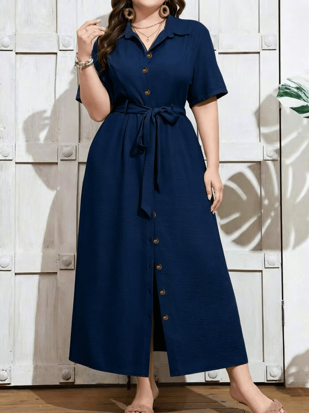Robe chemise grande taille — Longue, boutonnée, neuf coloris