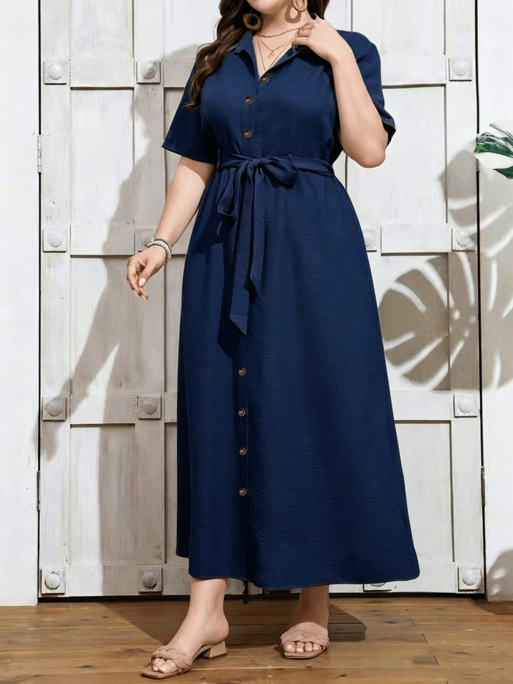 Robe chemise grande taille — Longue, boutonnée, neuf coloris
