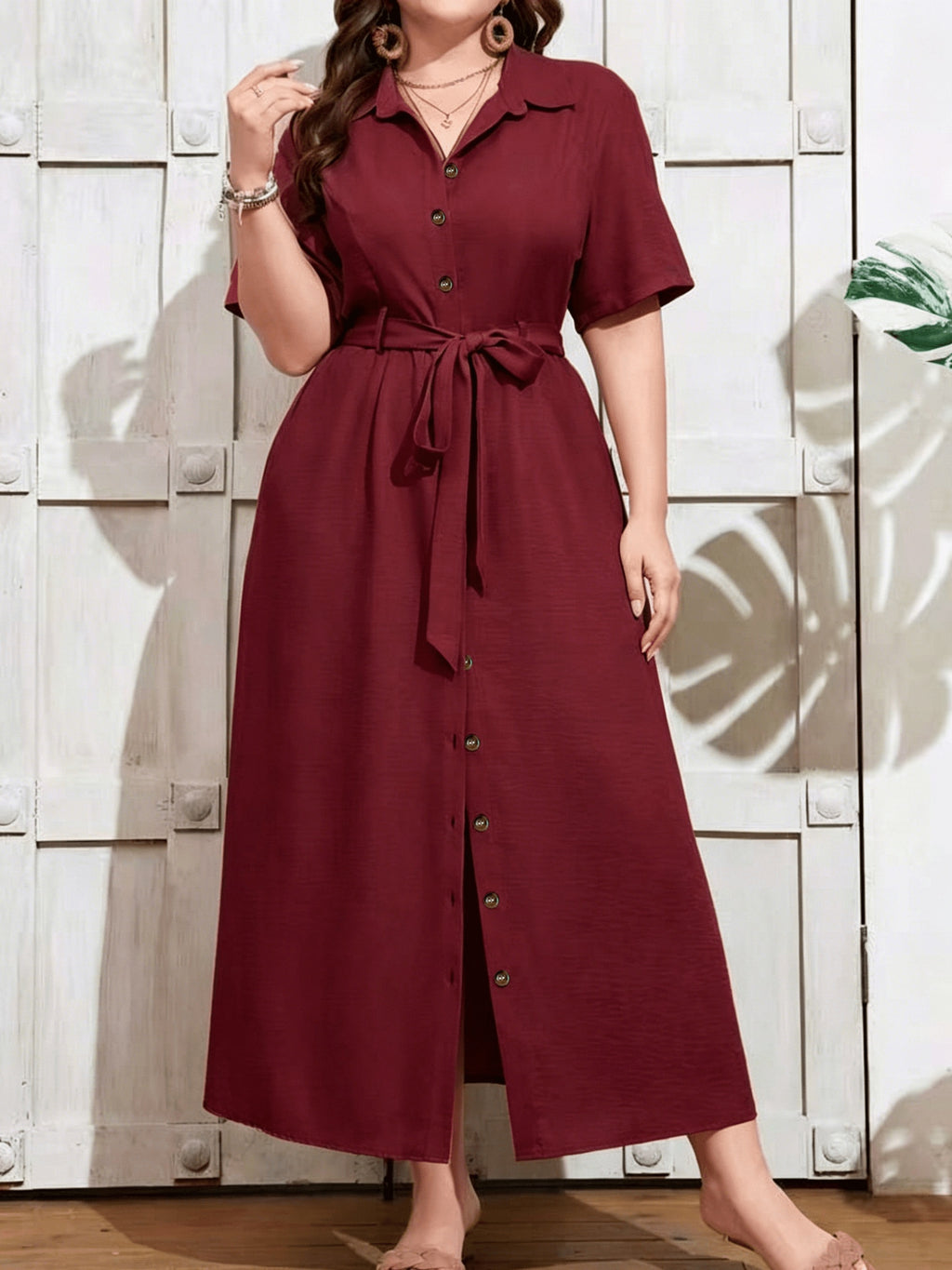 Robe chemise grande taille — Longue, boutonnée, neuf coloris