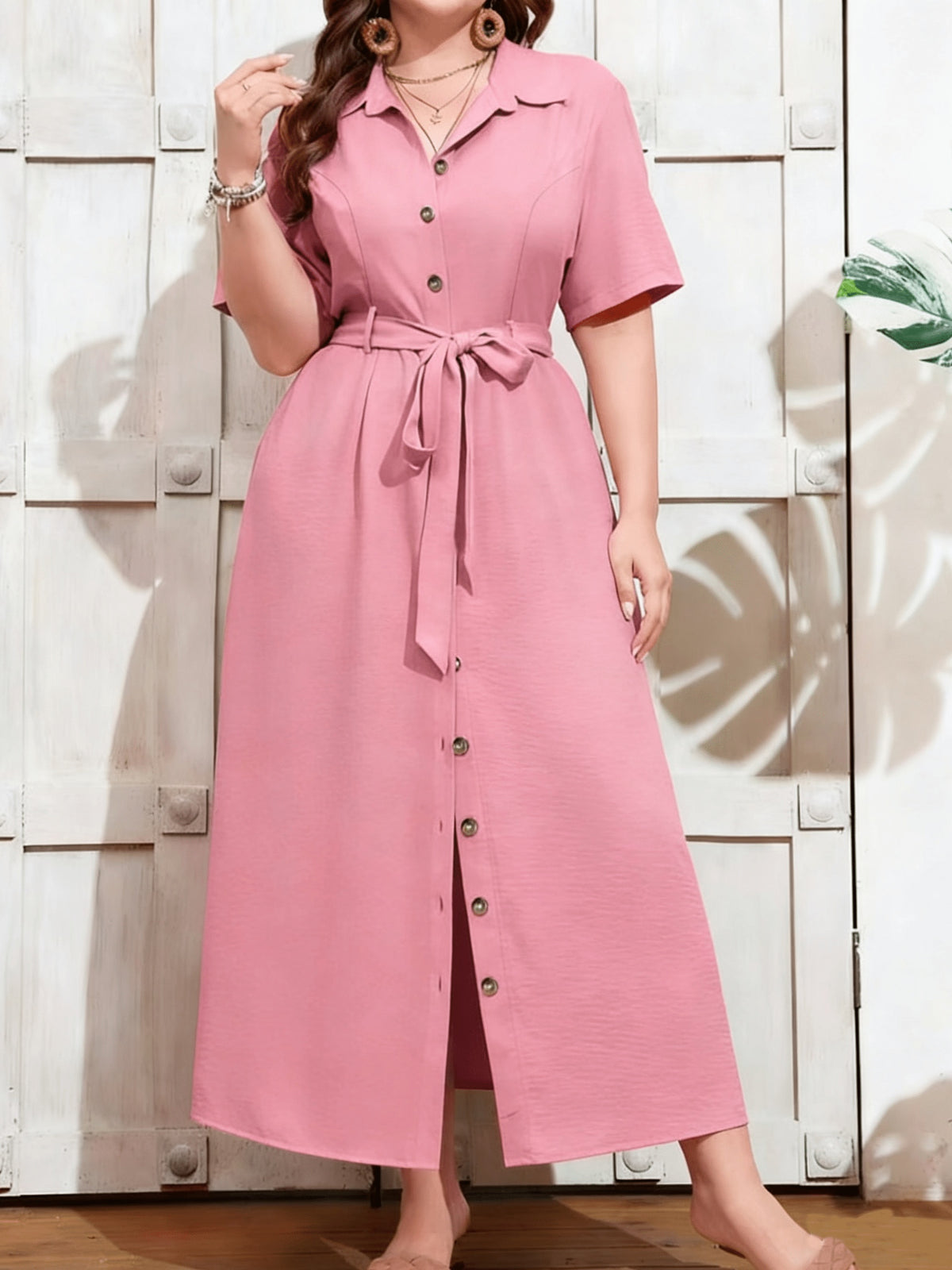Robe chemise grande taille — Longue, boutonnée, neuf coloris