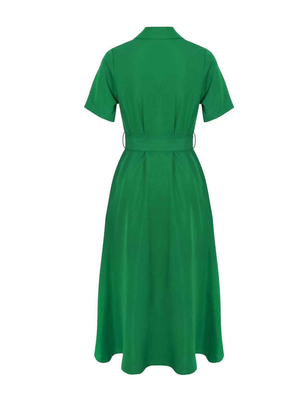 Robe chemise midi grande taille — Verte à poches latérales