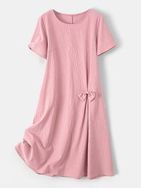 Robe en coton grande taille — Ligne en A et nœud de hanche