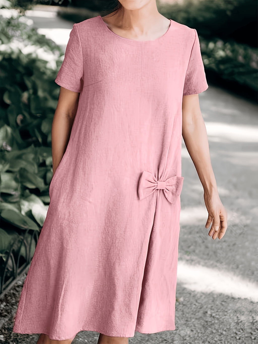 Robe en coton grande taille — Ligne en A et nœud de hanche