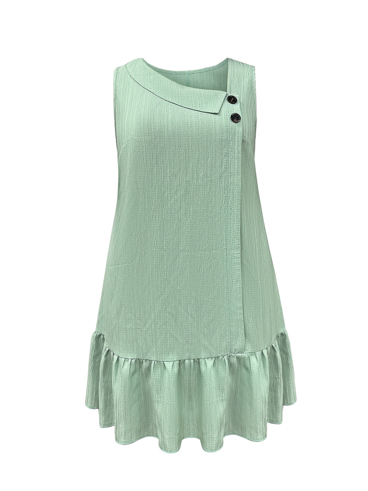 Robe courte grande taille, encolure oblique et crépon