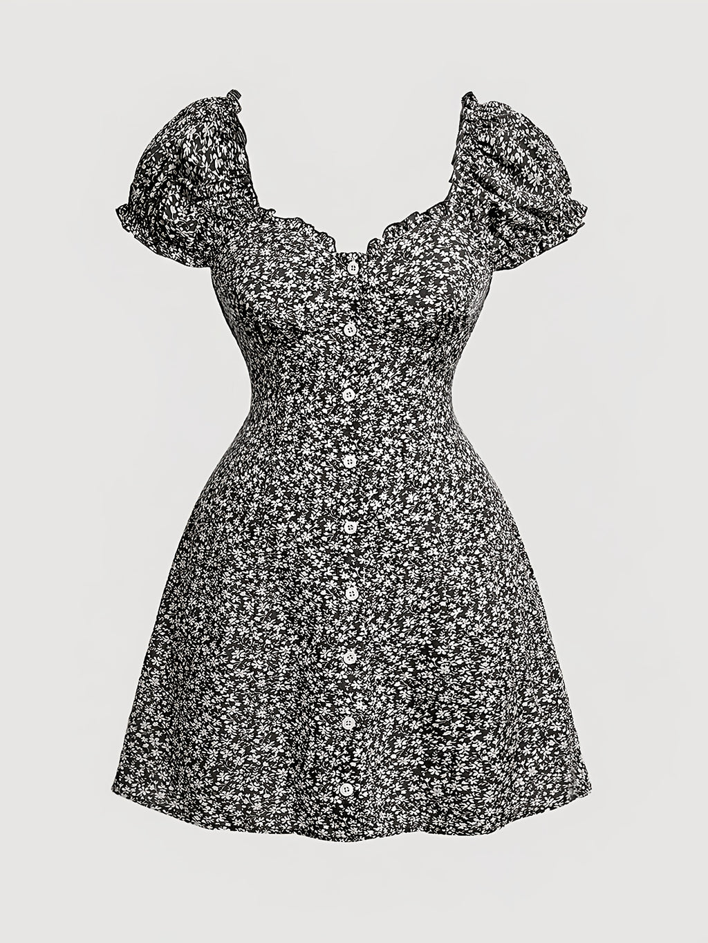 Robe courte grande taille — Mini fleurie à décolleté cœur