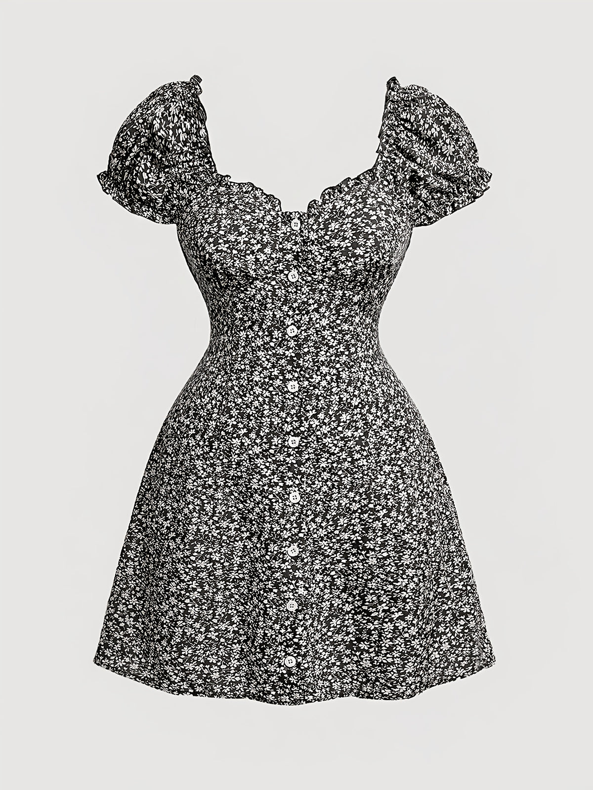 Robe courte grande taille — Mini fleurie à décolleté cœur