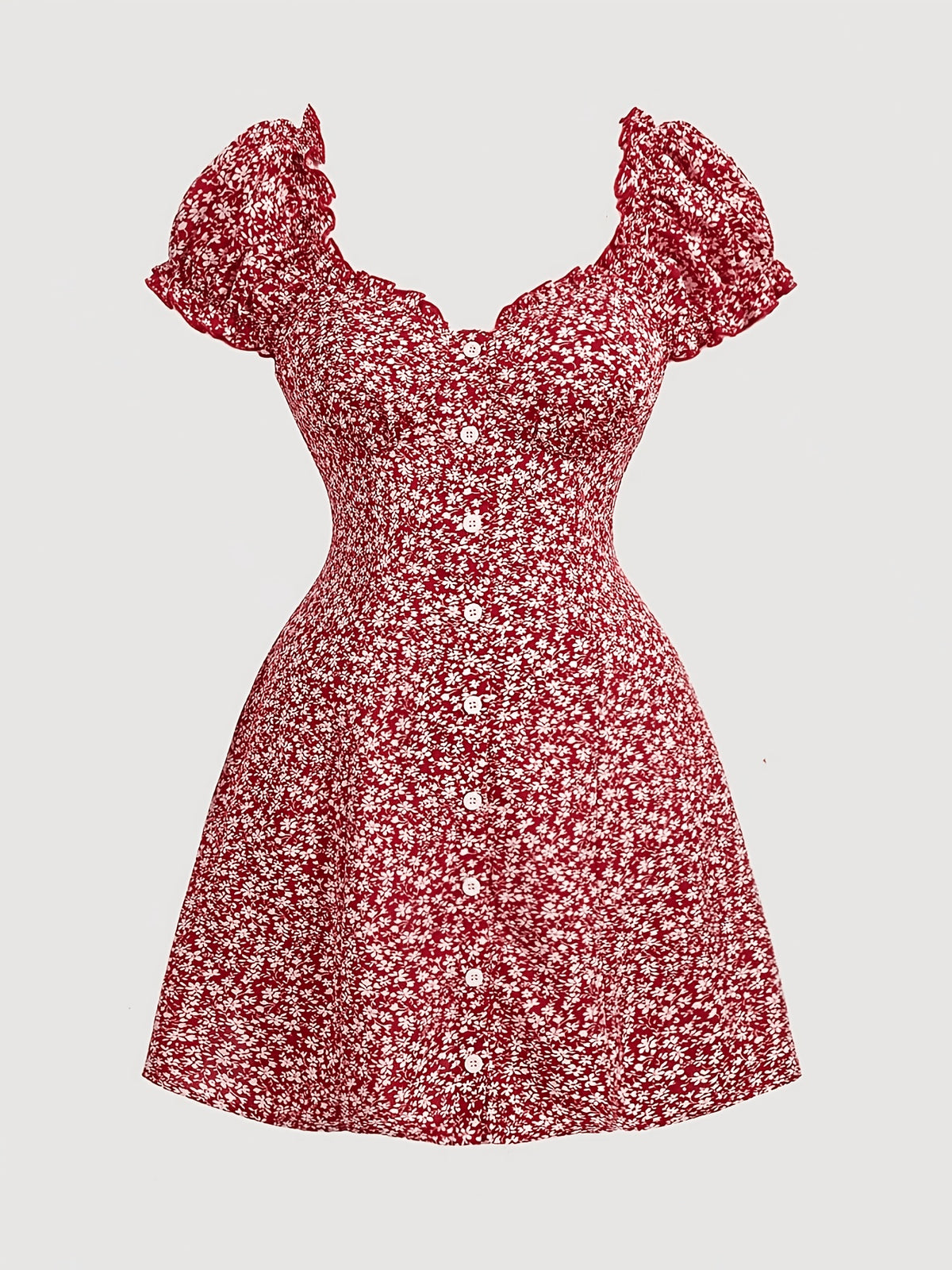 Robe courte grande taille — Mini fleurie à décolleté cœur