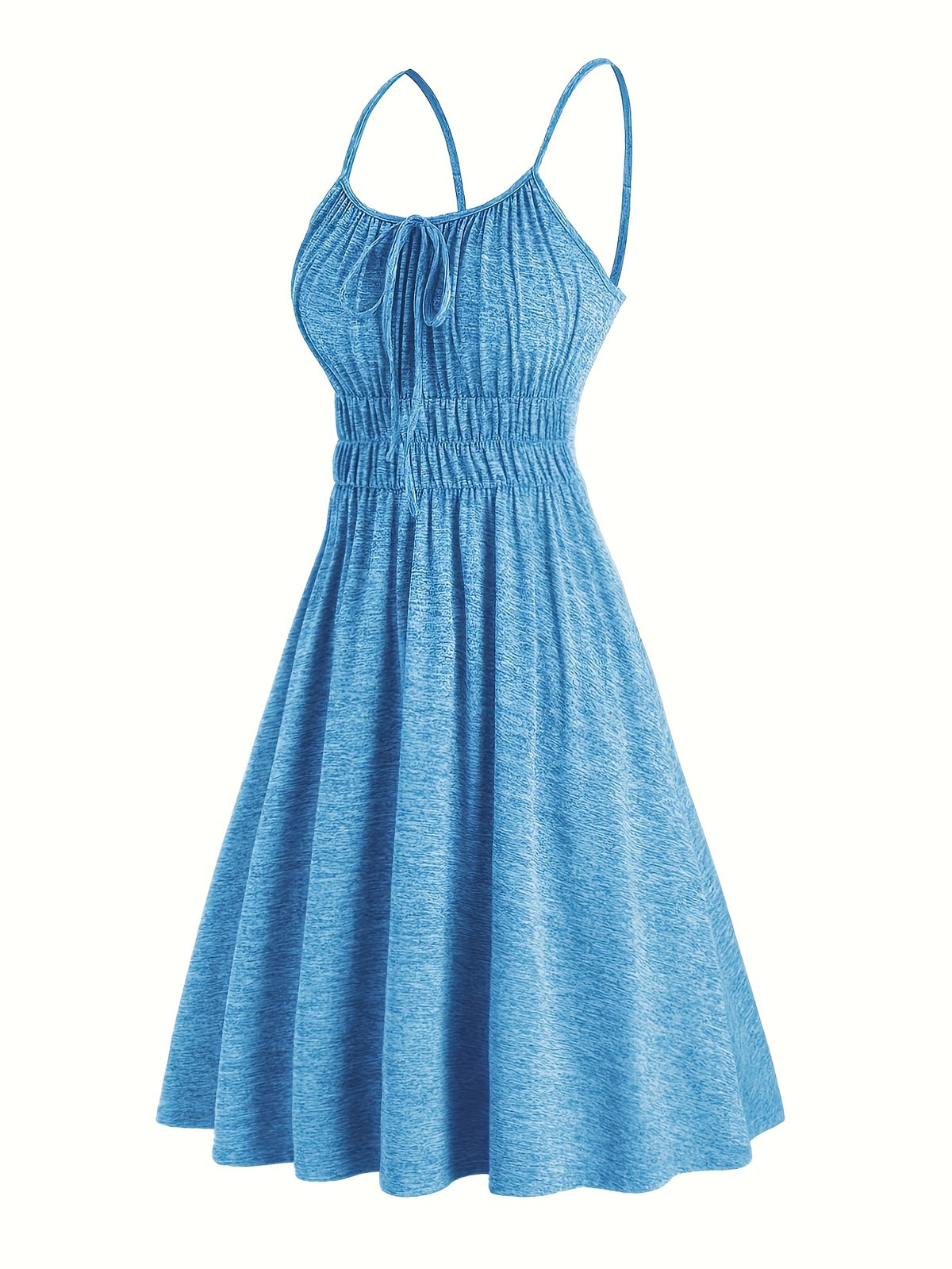 Robe courte grande taille — Maille chinée et taille smockée