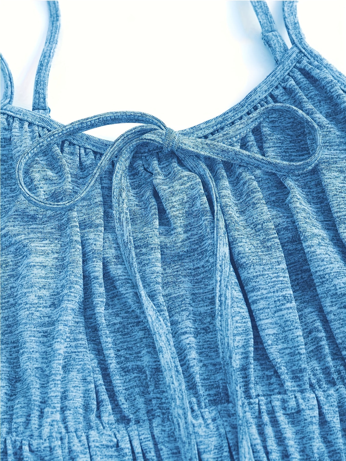 Robe courte grande taille — Maille chinée et taille smockée