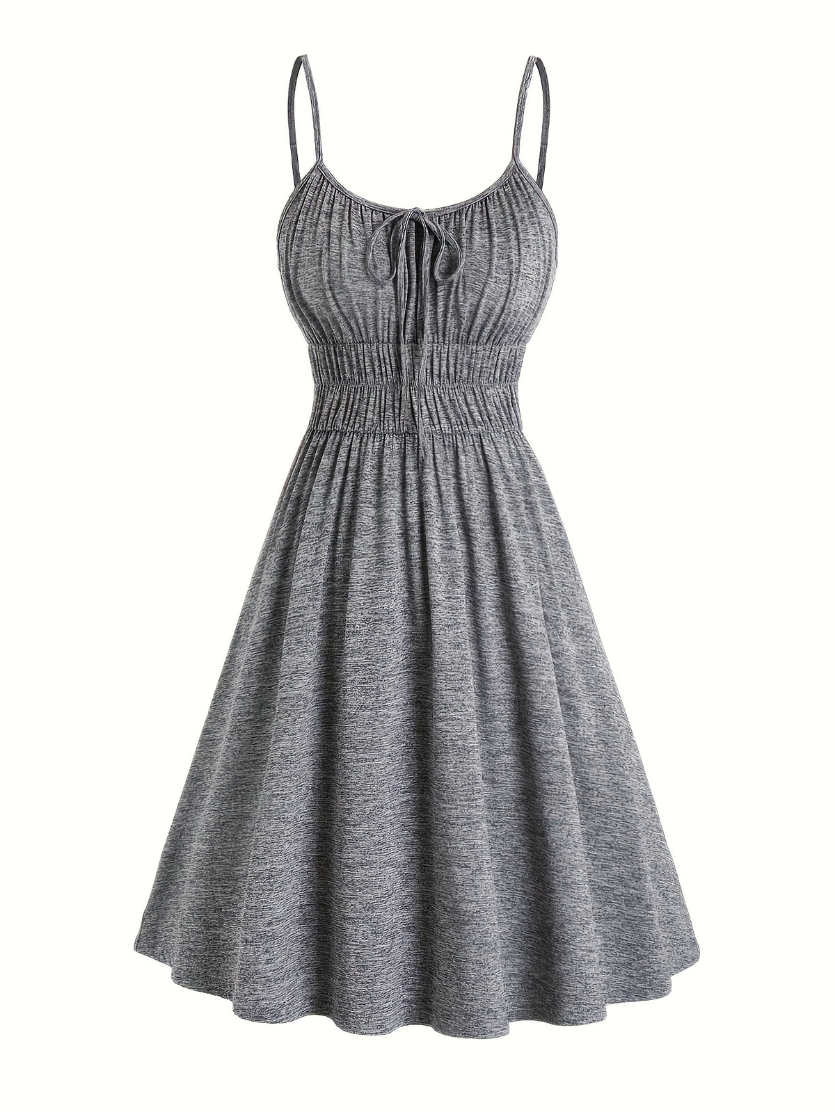 Robe courte grande taille — Maille chinée et taille smockée