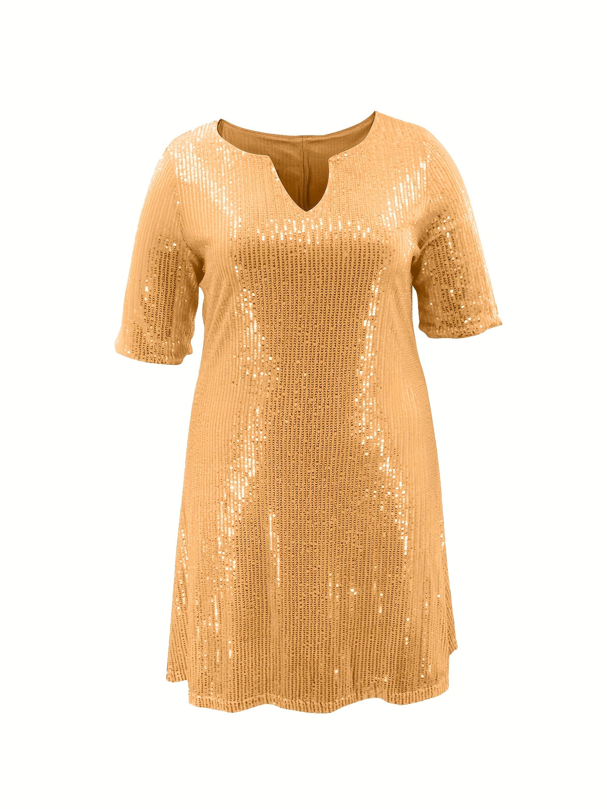 Robe courte grande taille — Sequins mats et col V échancré