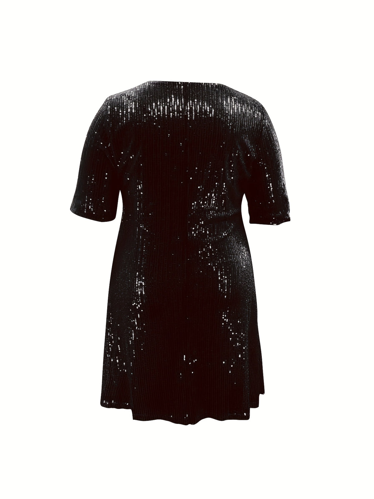 Robe courte grande taille — Sequins mats et col V échancré