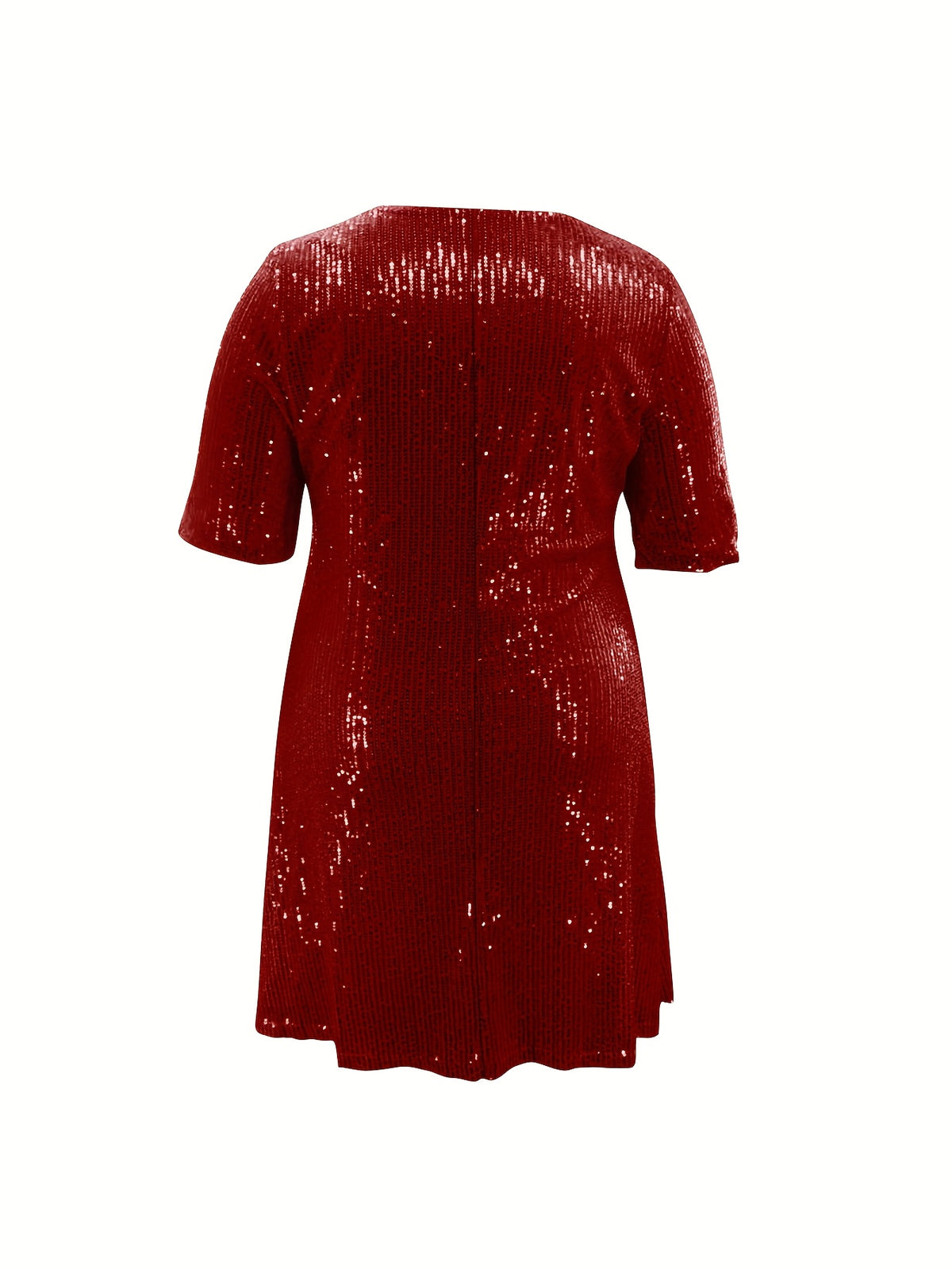 Robe courte grande taille — Sequins mats et col V échancré