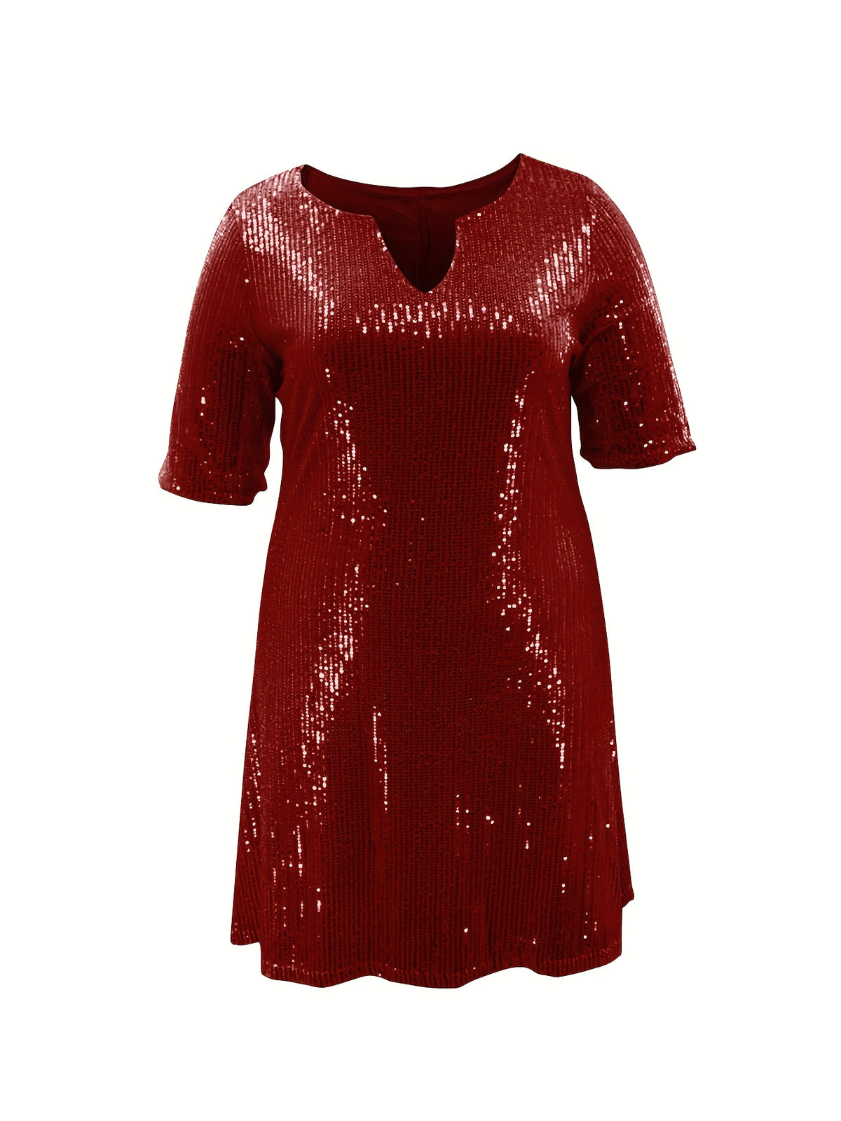 Robe courte grande taille — Sequins mats et col V échancré