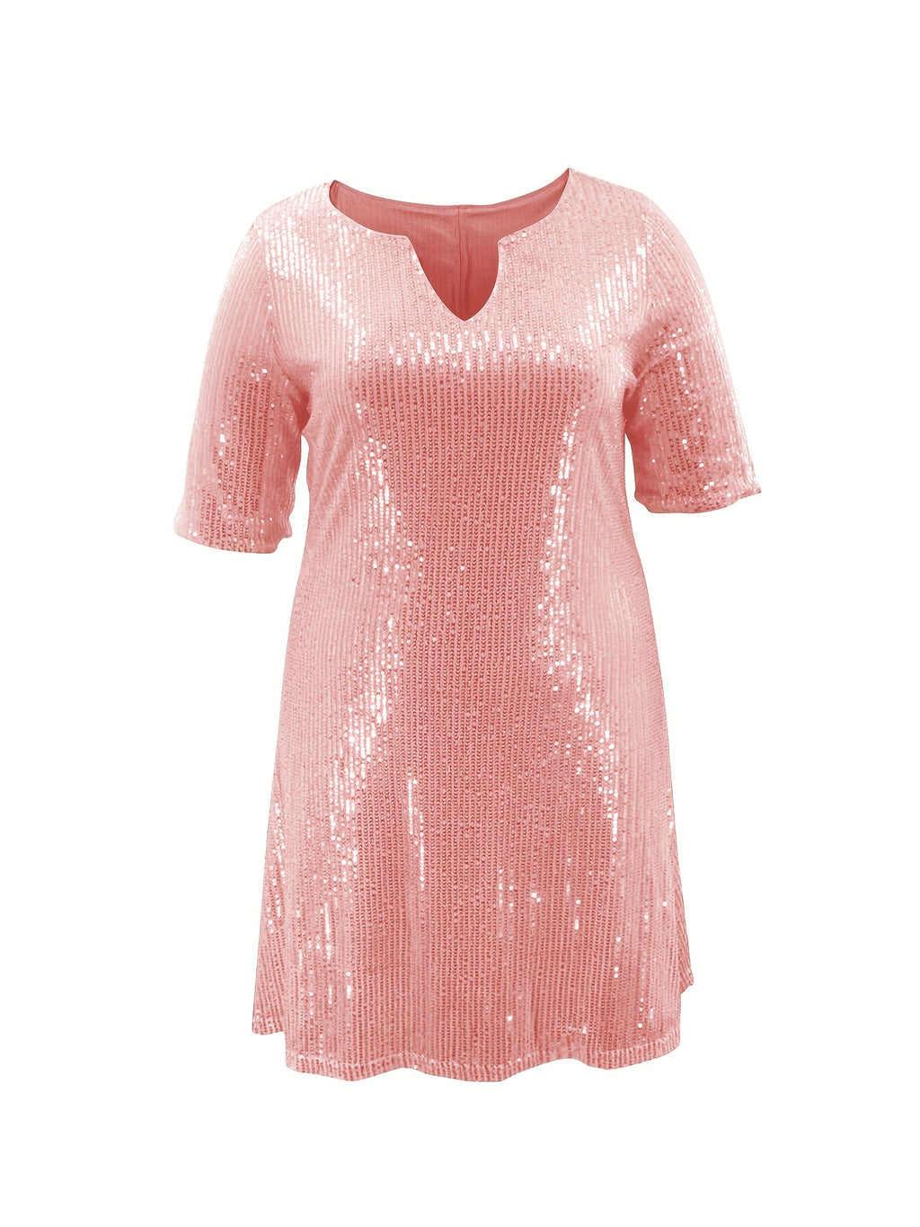 Robe courte grande taille — Sequins mats et col V échancré