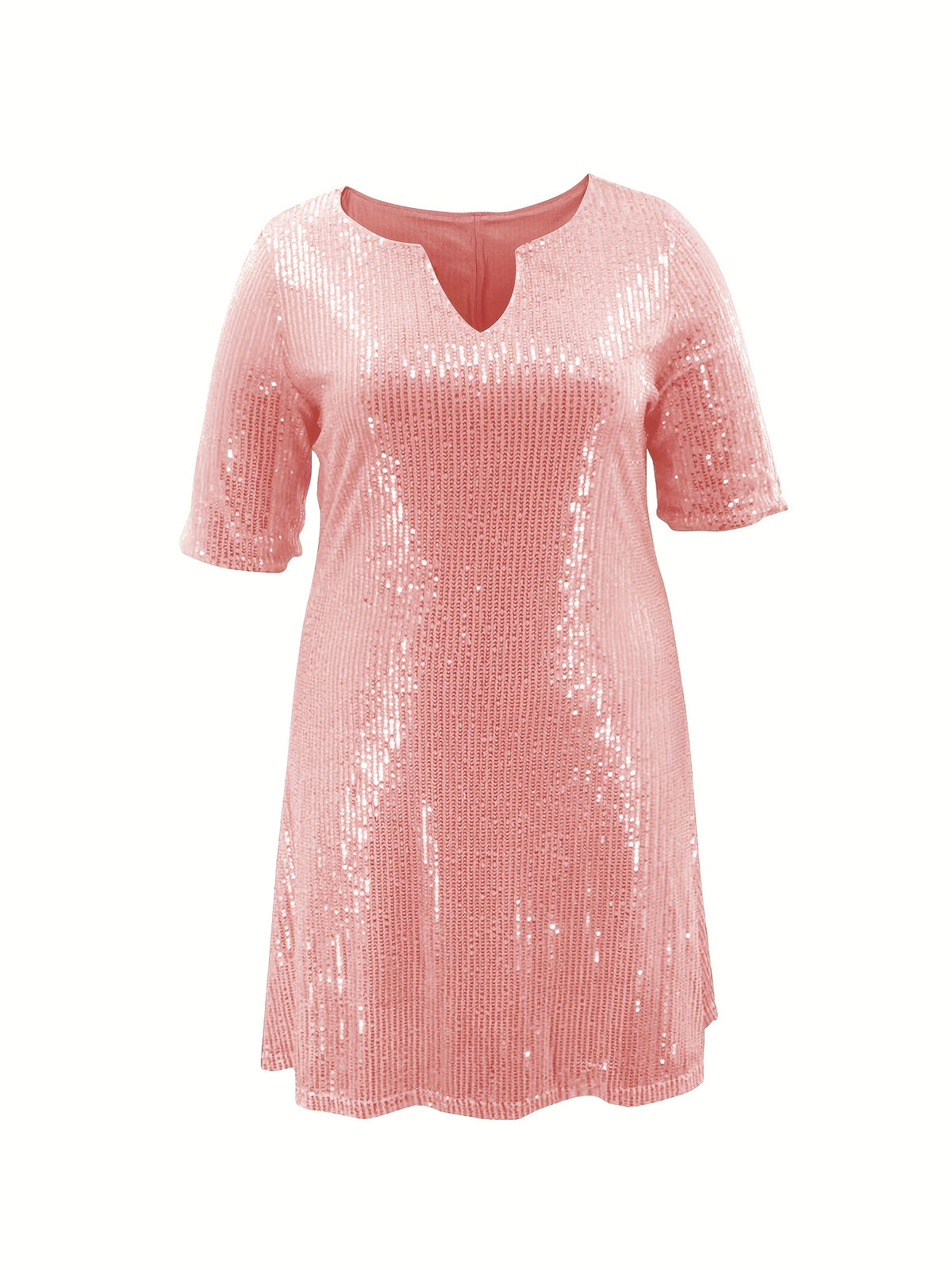 Robe courte grande taille — Sequins mats et col V échancré