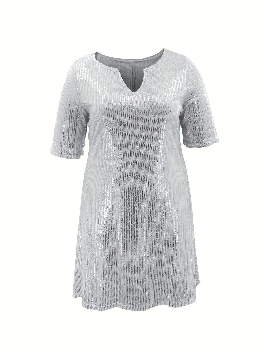 Robe courte grande taille — Sequins mats et col V échancré