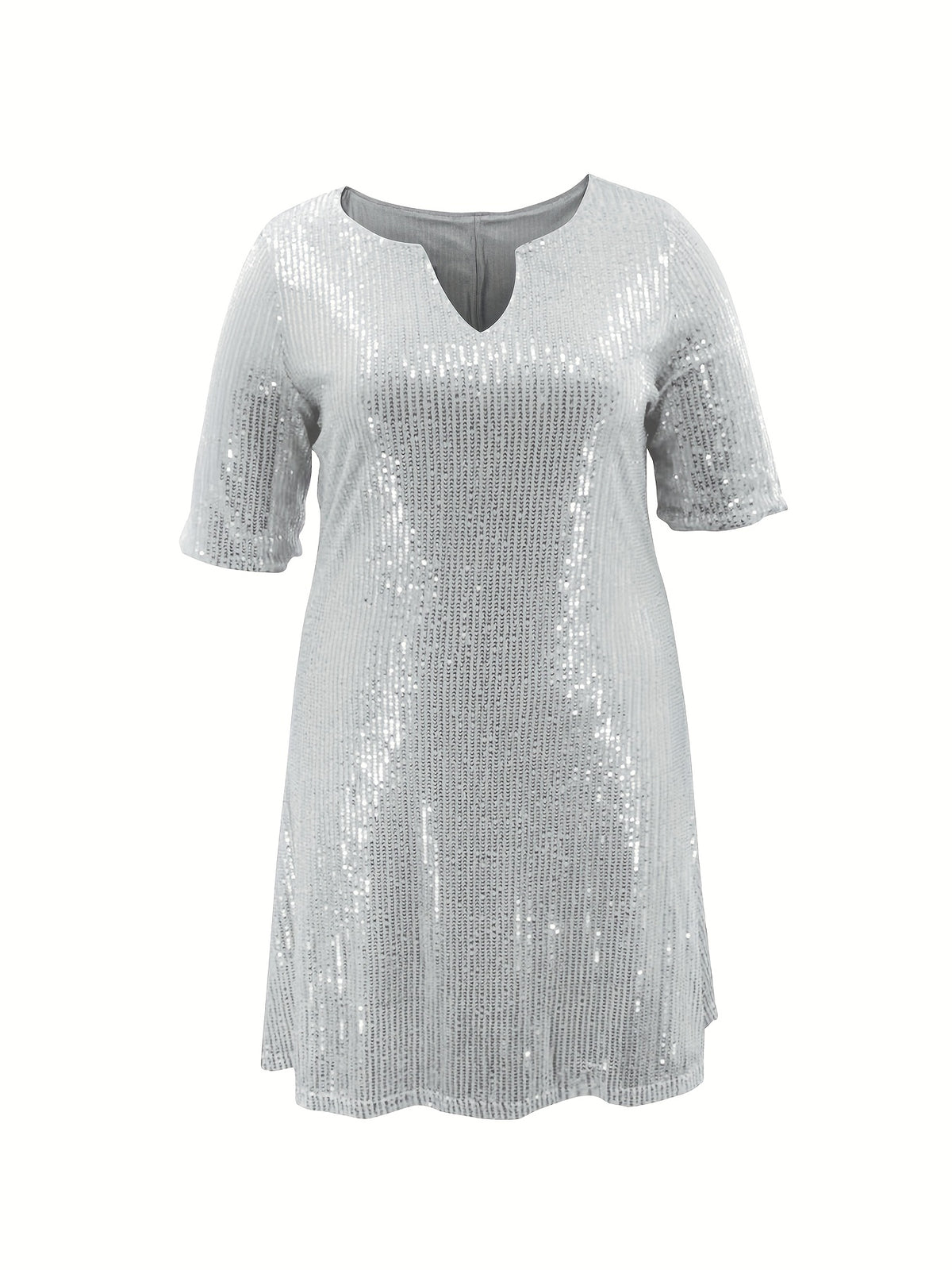 Robe courte grande taille — Sequins mats et col V échancré