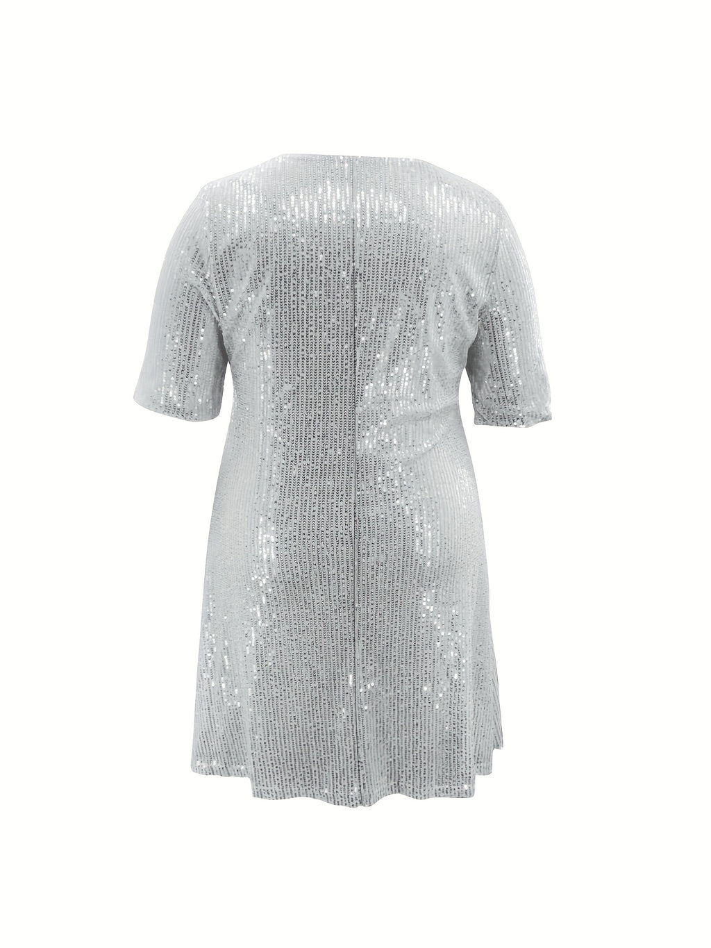 Robe courte grande taille — Sequins mats et col V échancré