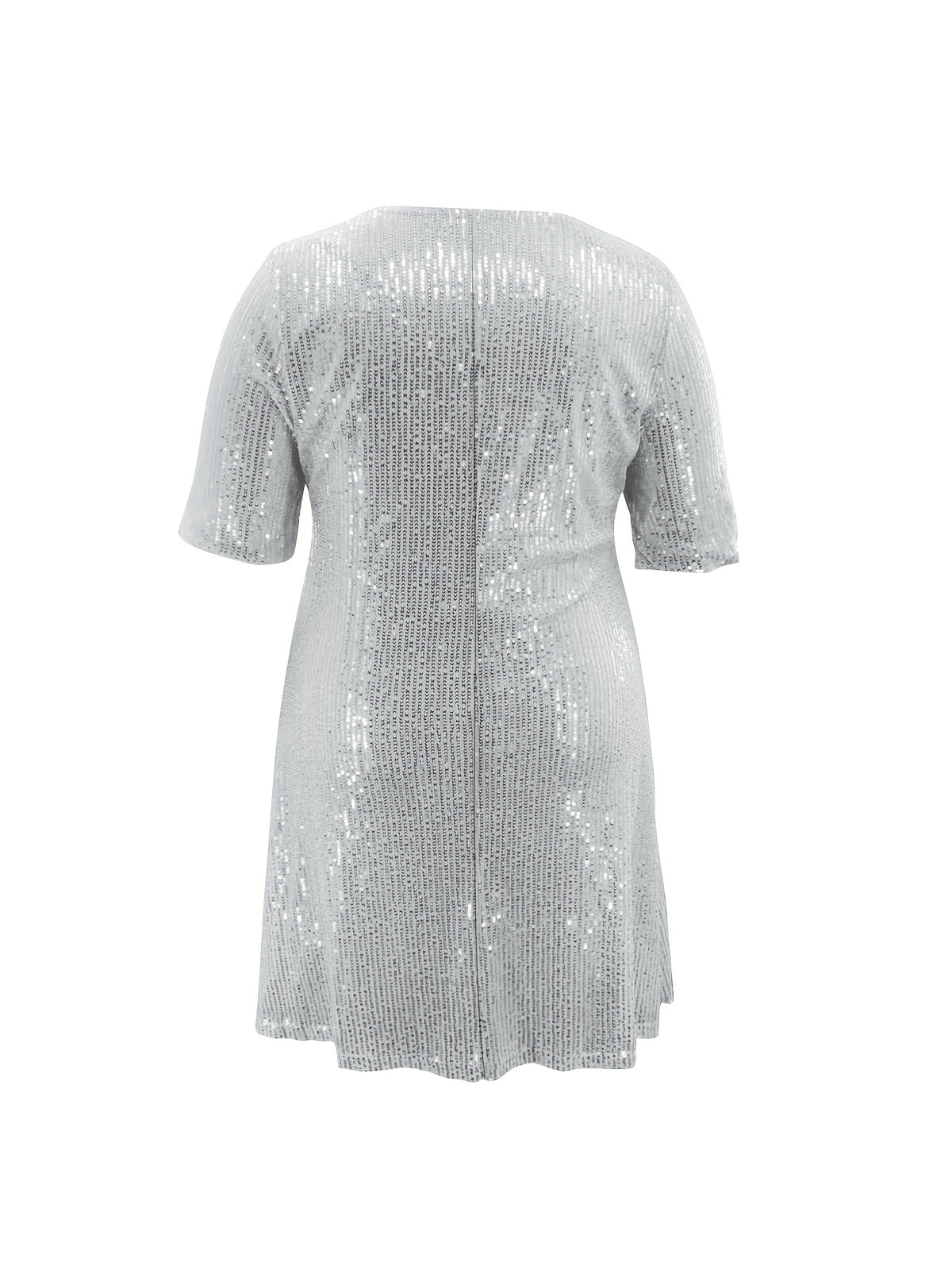 Robe courte grande taille — Sequins mats et col V échancré