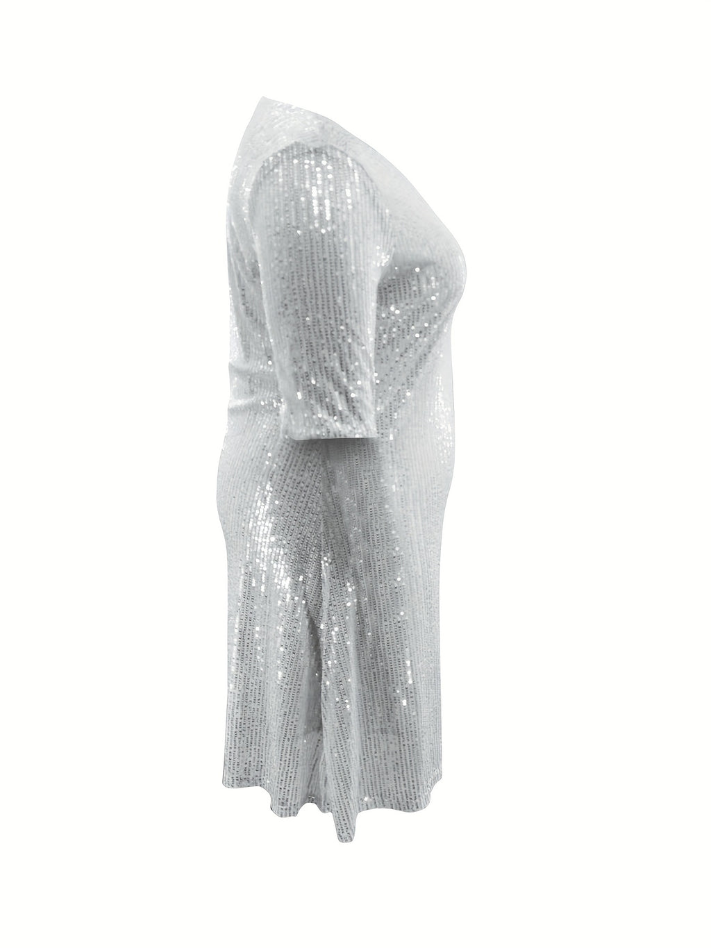 Robe courte grande taille — Sequins mats et col V échancré