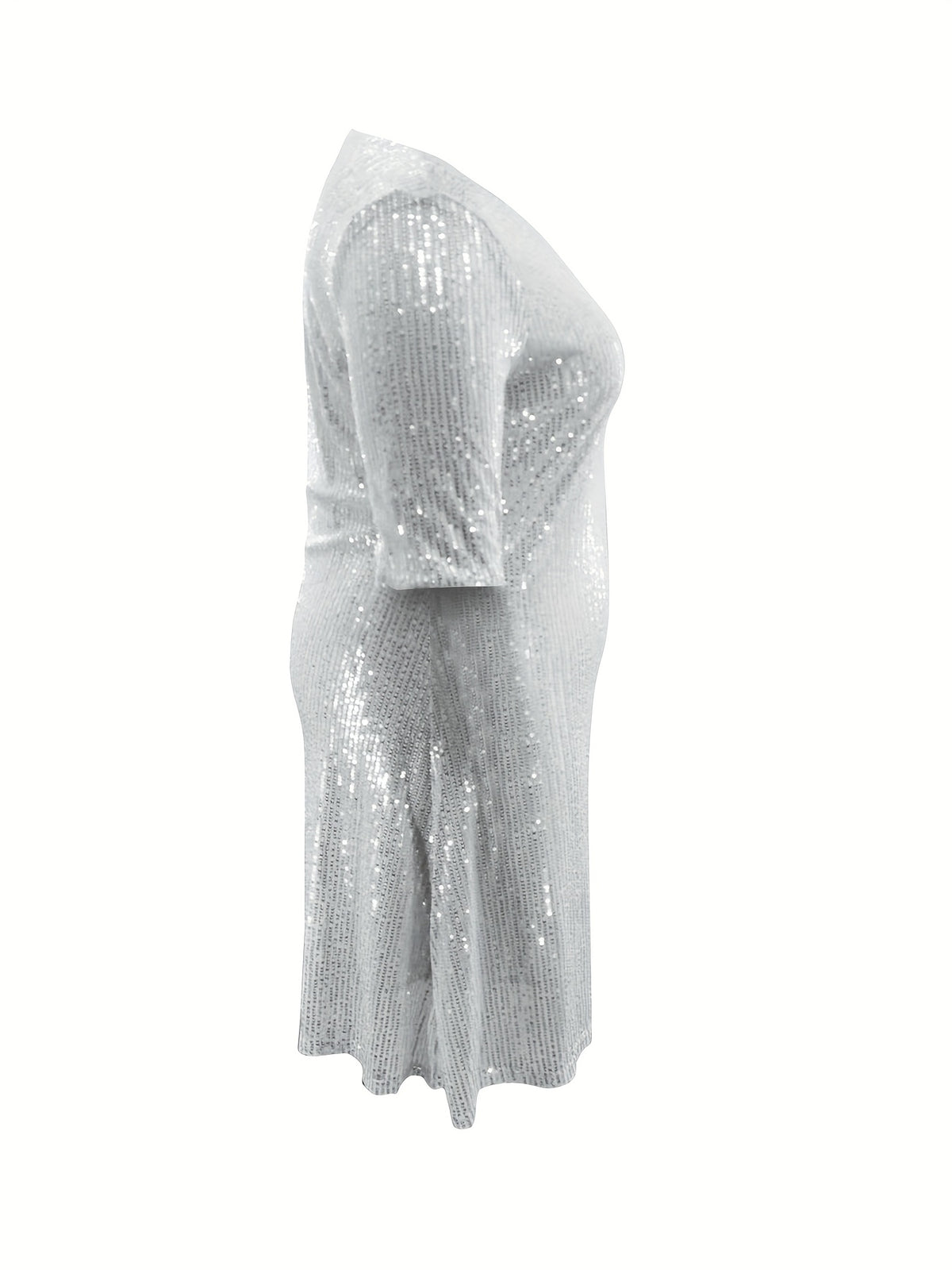 Robe courte grande taille — Sequins mats et col V échancré