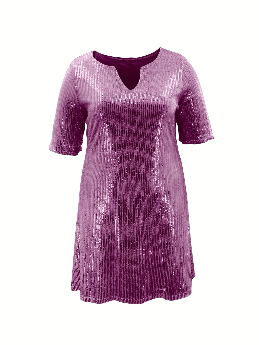 Robe courte grande taille — Sequins mats et col V échancré