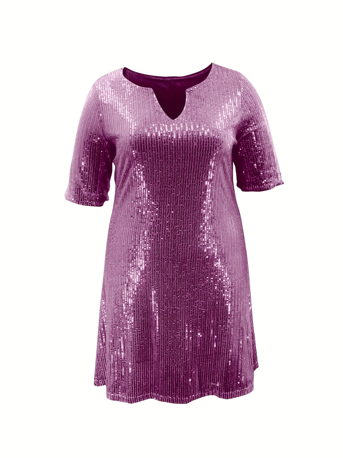 Robe courte grande taille — Sequins mats et col V échancré