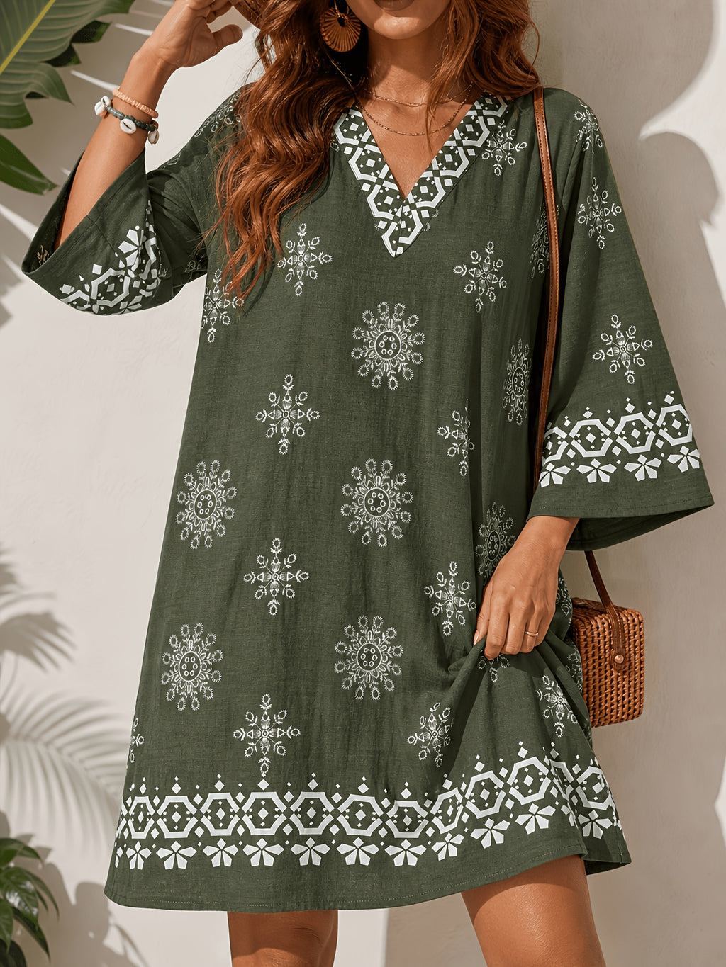 Robe courte grande taille, médaillons bandana, huit fonds
