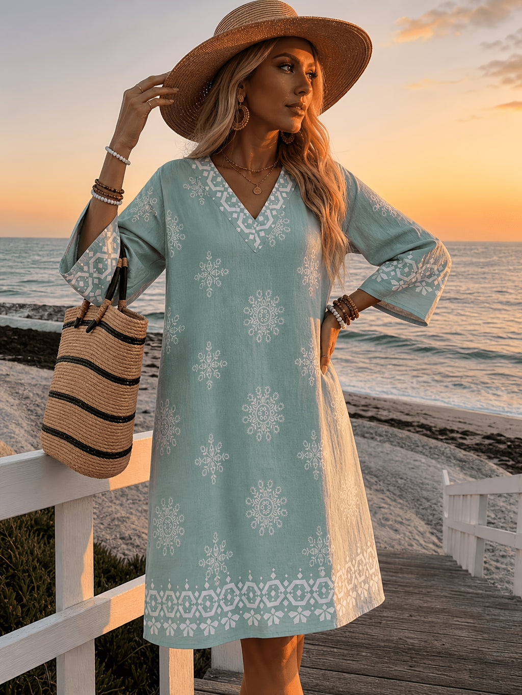 Robe courte grande taille, médaillons bandana, huit fonds