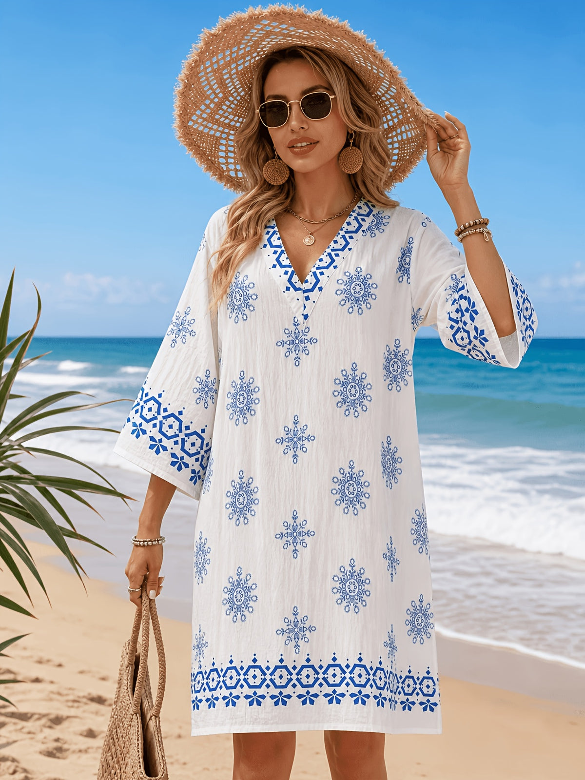 Robe courte grande taille, médaillons bandana, huit fonds