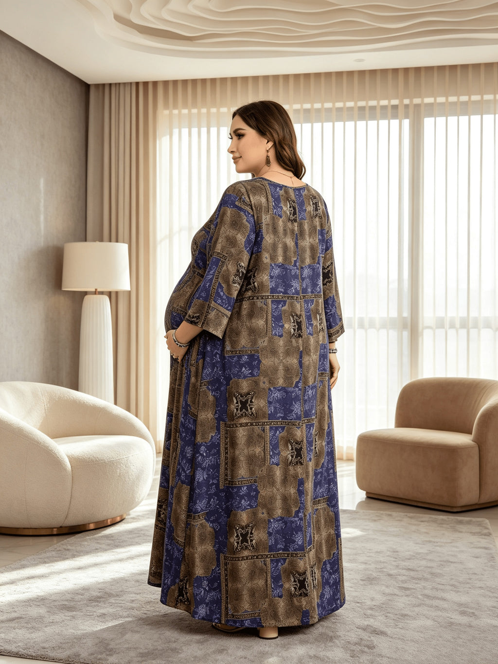 Robe de grossesse grande taille, longue à taille empire