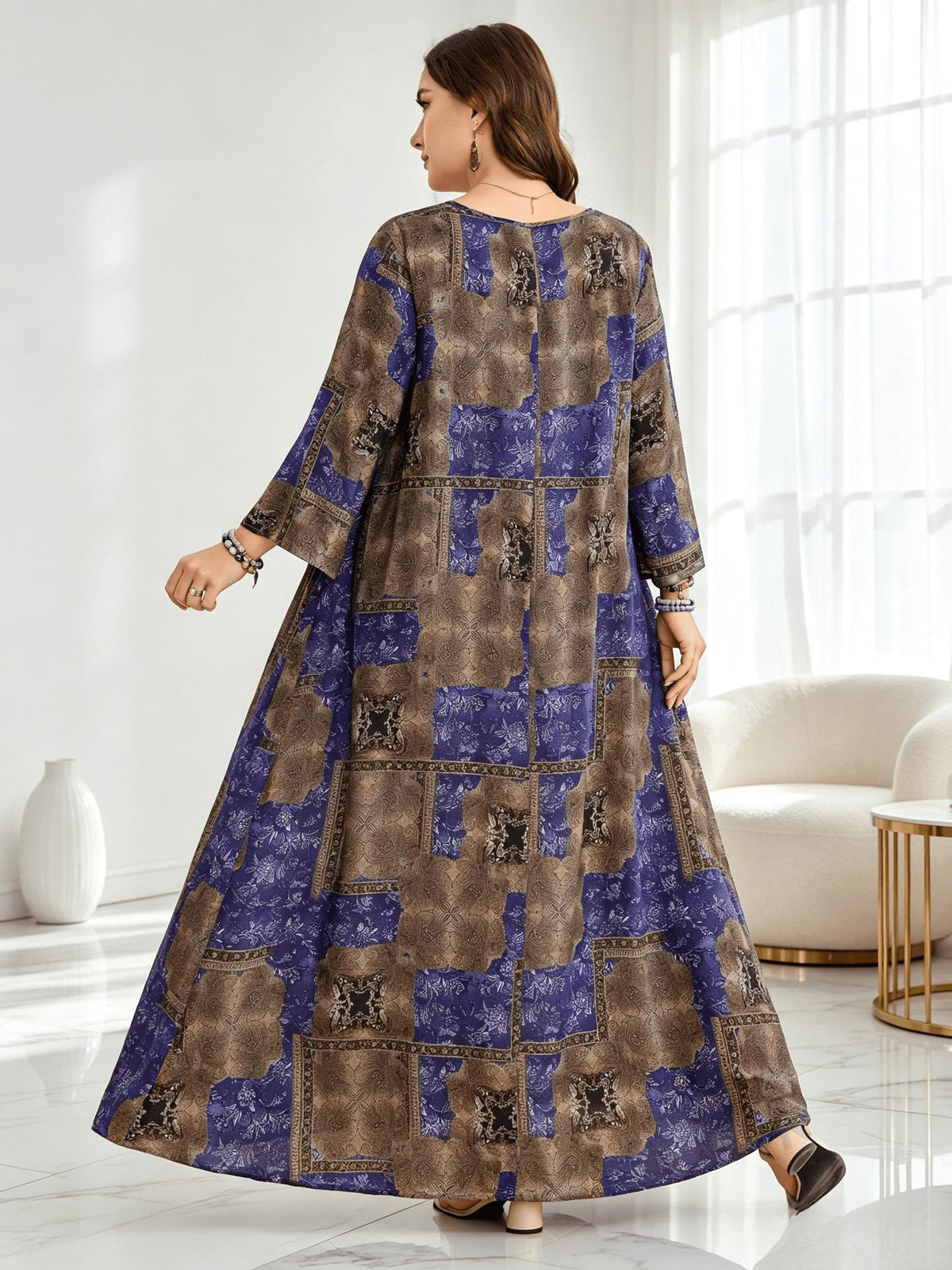Robe de grossesse grande taille, longue à taille empire