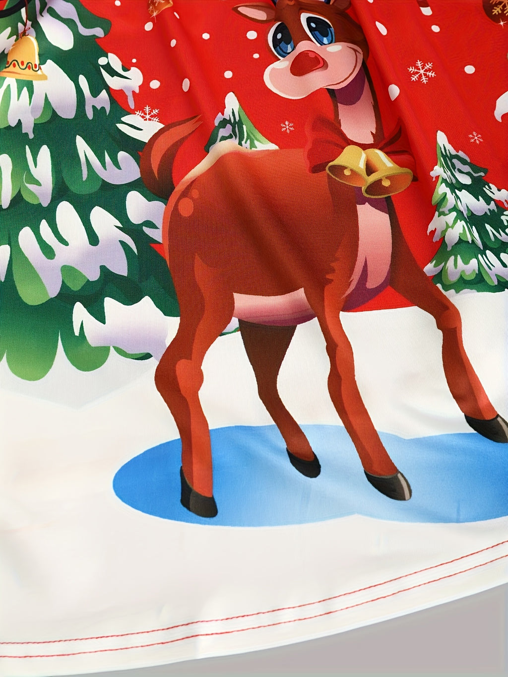 Robe de Noël grande taille, rennes et sapins enneigés
