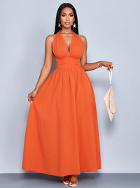 Robe de plage grande taille — Dos smocké, décolleté licou
