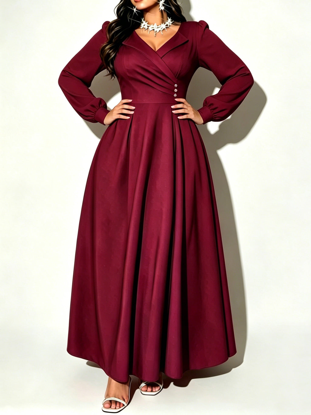Robe de demoiselle d’honneur grande taille — Bordeaux uni