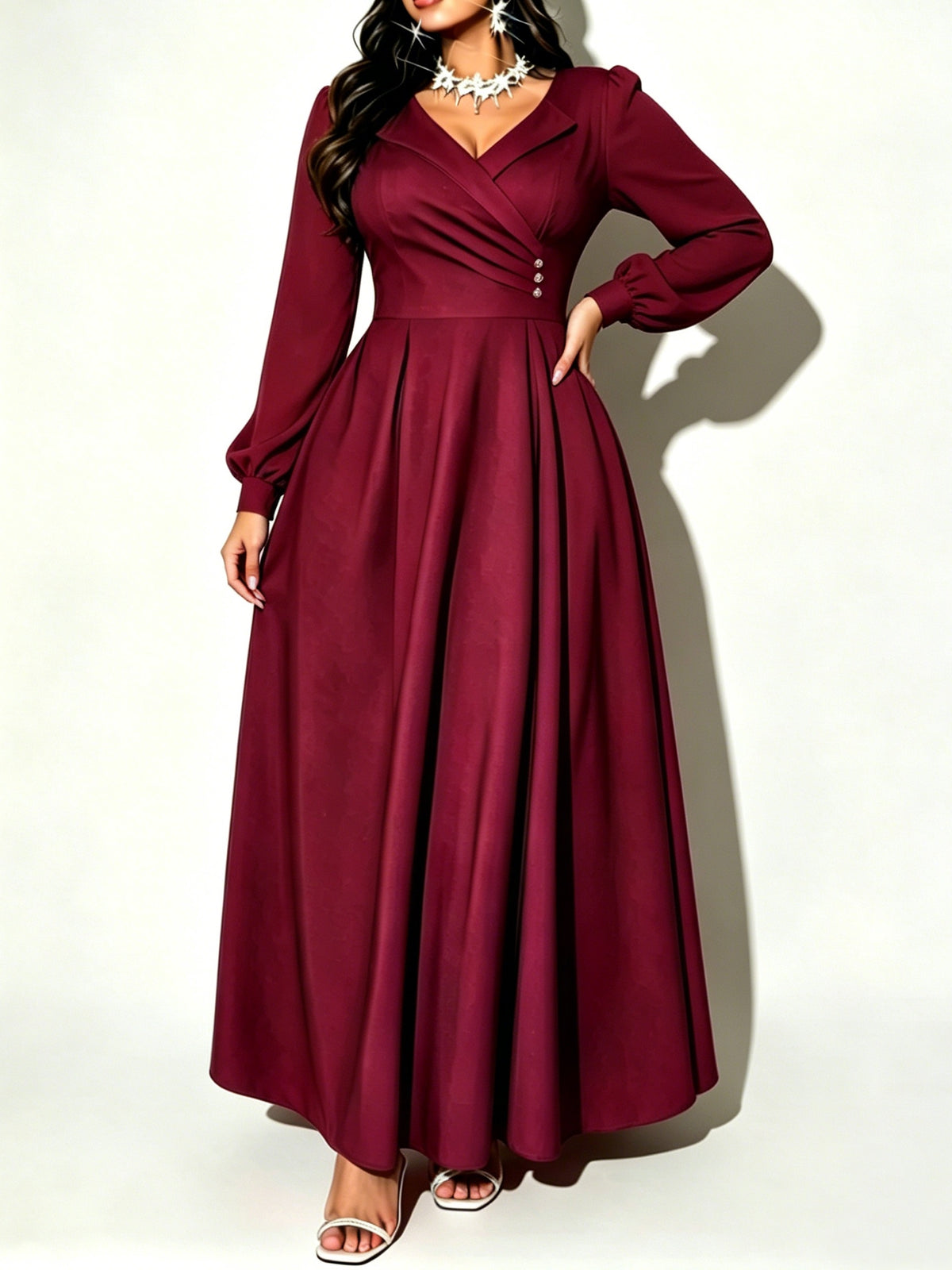 Robe de demoiselle d’honneur grande taille — Bordeaux uni