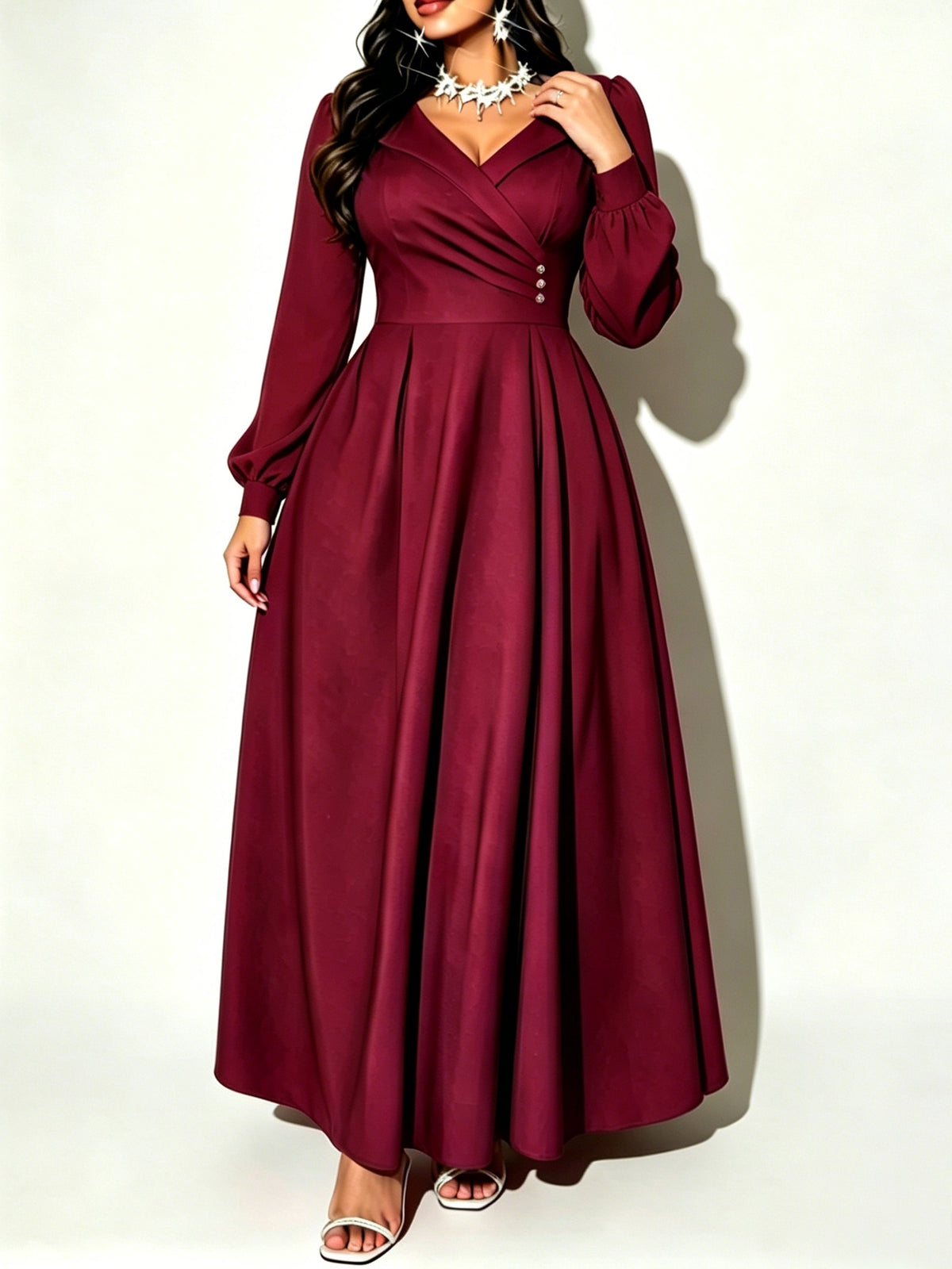 Robe de demoiselle d’honneur grande taille — Bordeaux uni
