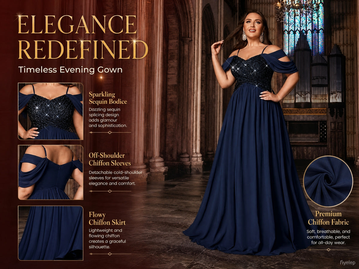 Robe demoiselle d'honneur grande taille — Buste à sequins